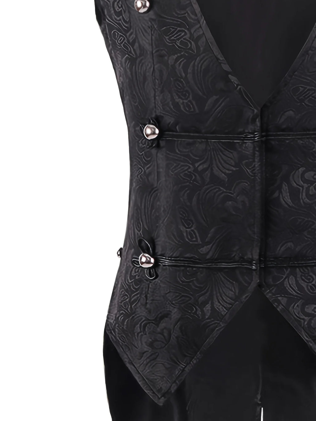 2026 New European Medieval Men's Gothic Vest, Halloween Stage Costume, Button Lapel, Slim Fit, Mid-Length Black Waistcoat